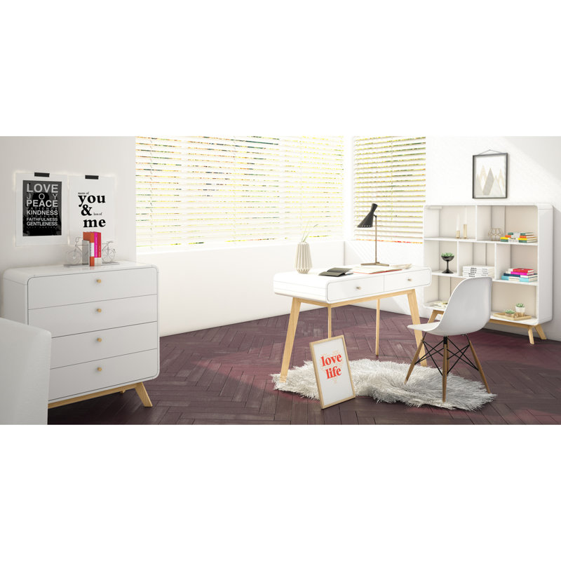 Justine 126 cm H x 122 cm W Room Divider Bookcase, White