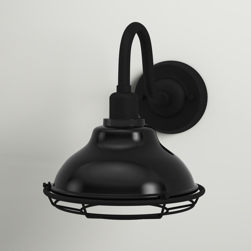 Luminaire de grange d'extérieur Leonardo, Noir lustré / argenté, Noir, H 14,13 po x l 12 po x P 19,25 po