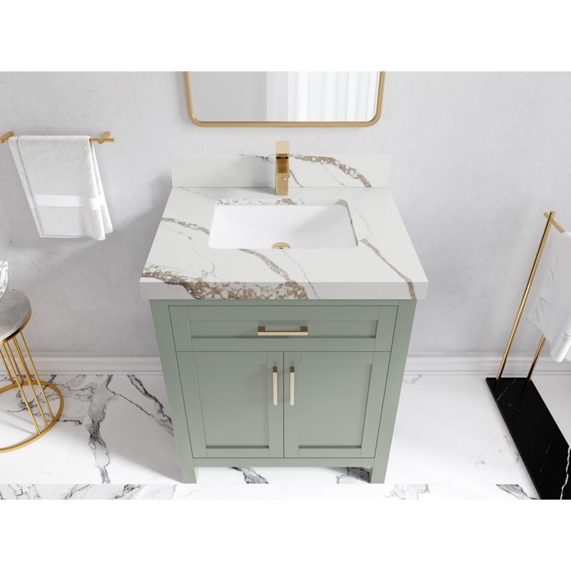 30 po Cambridge X P 22 po De salle de bain Quartz de Carrare, Or Calacatta