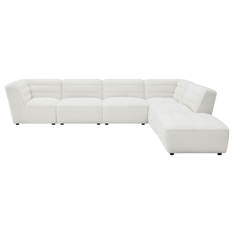 Canapé modulaire rembourré 6 pièces Benedic Naturel, Sherpa ivoire