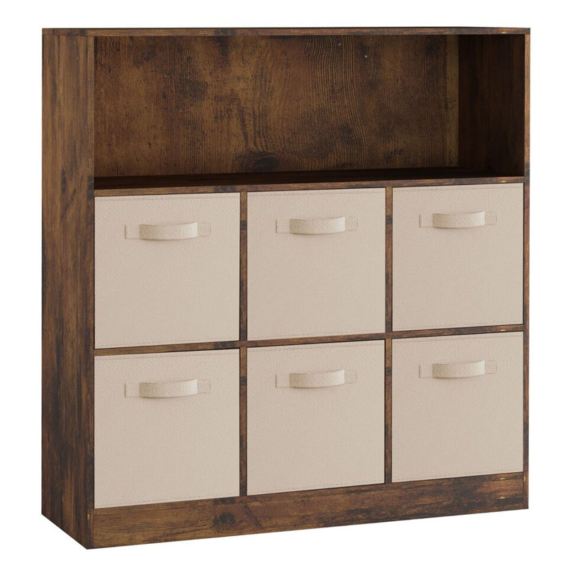Alyssia 94cm H x 88cm W Standard Bookcase, Rustic Brown/Beige