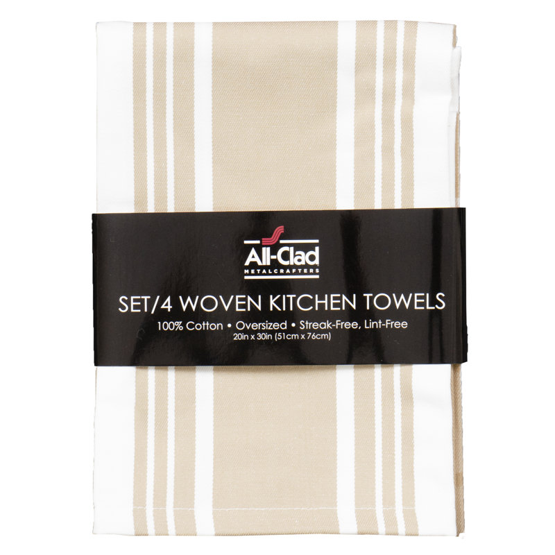 All-Clad Woven Bistro Kitchen Towels (Set of 4), Cappuccino