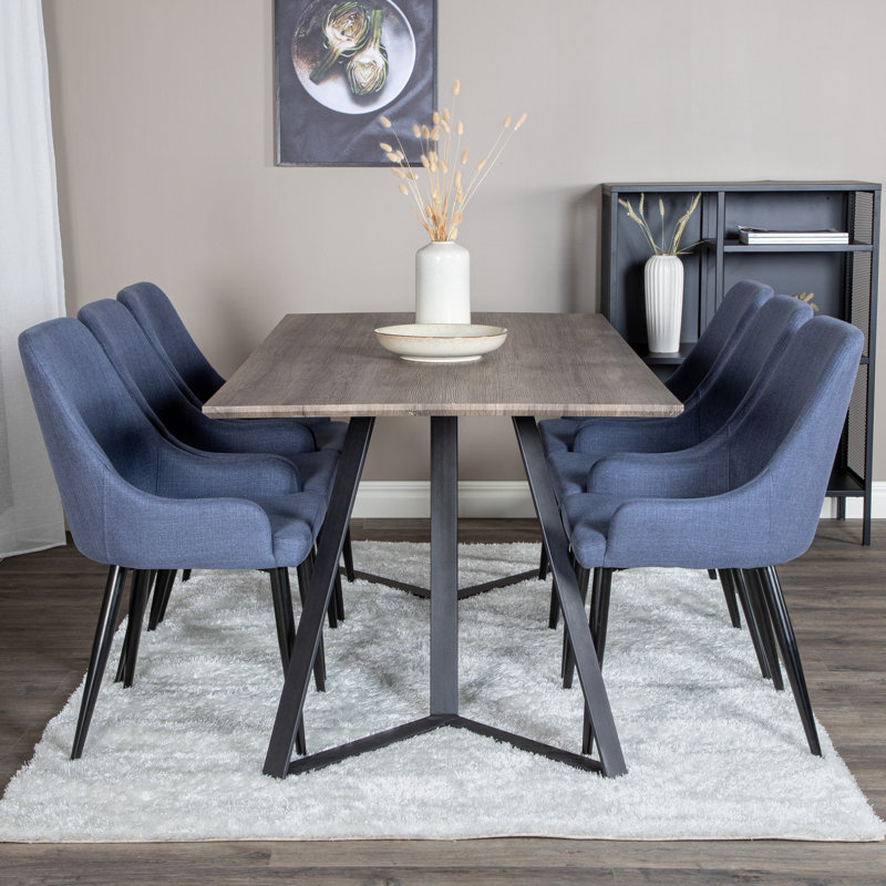 Rowe 6 - Person Dining Set, Blue