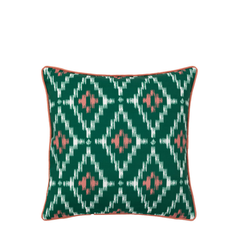 Geometric Square Cushion, Green
