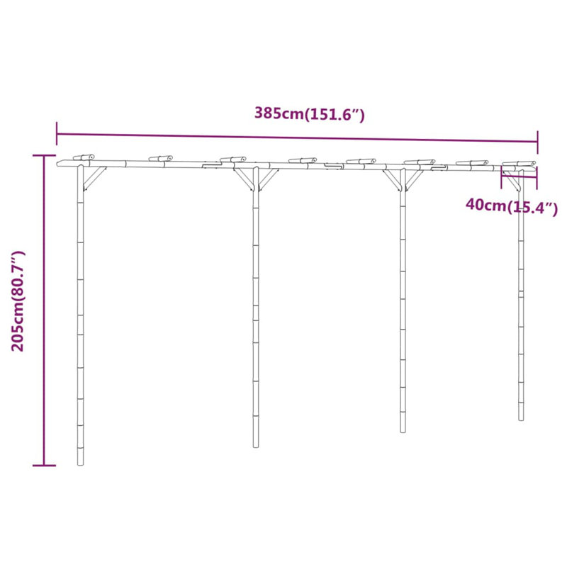 Pergola Bamboo 385X40x205 Cm