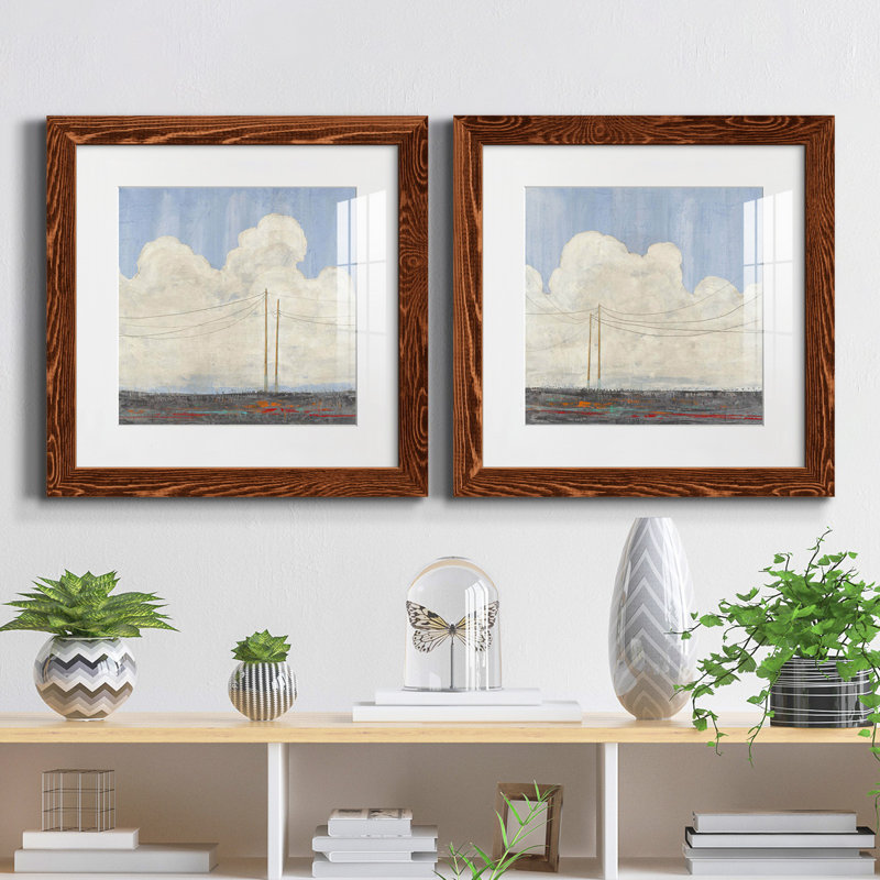 Peut-être aujourd'hui - ensemble de 2 reproductions d'art sur papier encadré, Cadre en érable, H 20 po x l 40 po x P 1,5 po