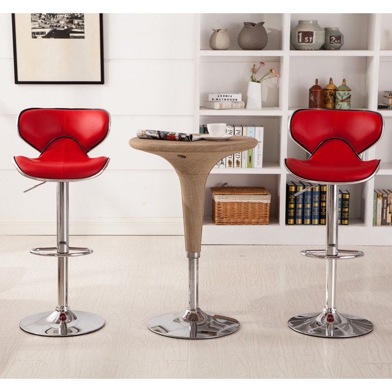 Leopoldo Swivel Upholstered Adjustable with Metal Frame, Red