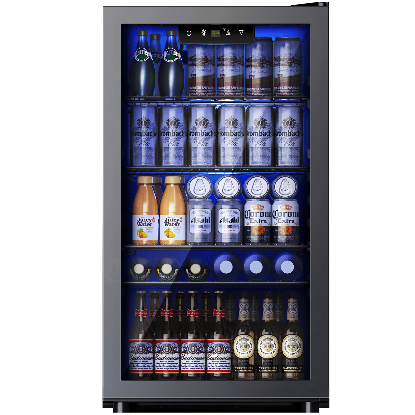 Simzlife 17.3'' W 130 Cans (12oz.) 3.3 Cubic Feet Freestanding Beverage Refrigerator with Glass Door | Fridge.com