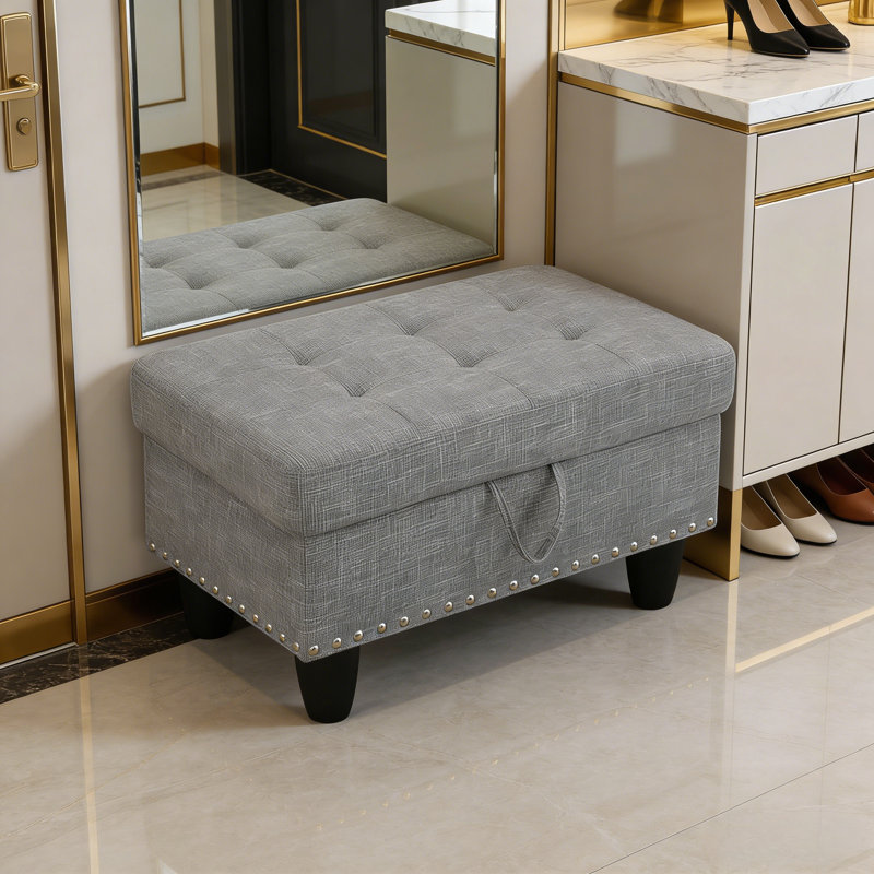 Repose-pieds en lin avec rivets