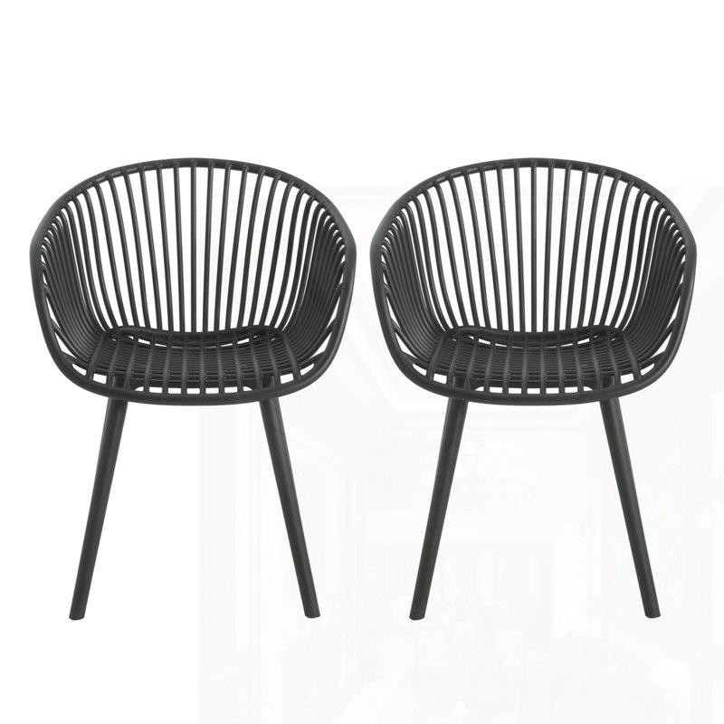Chaise d'extérieur (ensemble de 2), Coussin noir / structure noire