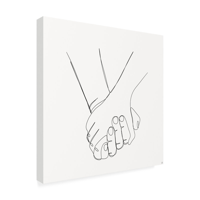 Art sur toile, ligne et pinceau tenant par la main 1, H 24 po x l 24 po x P 2 po