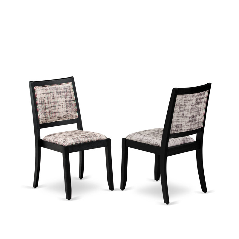 13-piece Xtenczar Dining Table Set a Rectangular Kitchen Table and 12 White & Grey Pattern Faux Leather Stackable Chair, Wire Brushed Black Finish.