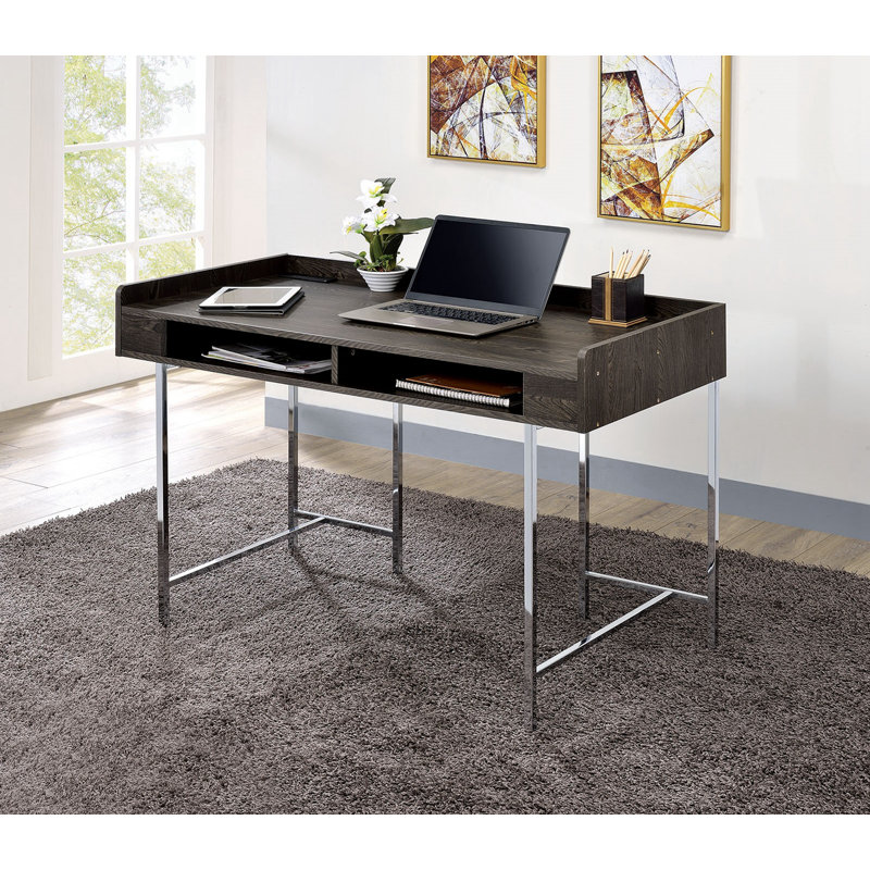 Bureau d'ordinateur moderne avec support USB offrant un espace de rangement