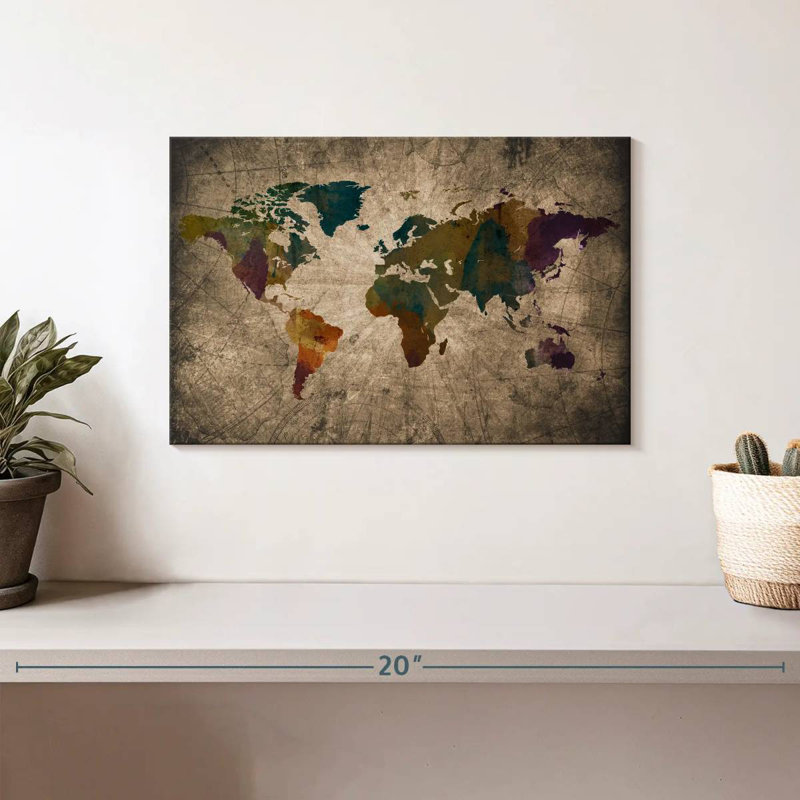 Carte du monde Aliaz XLIV, H 8 po x l 12 po