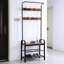 Organisateur de vestibule 3 en 1 avec portemanteau, banc à chaussures et tablette de rangement | Structure en métal durable et conception d'aspect bois pour un assemblage facile
