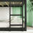 Space-saving Detachable Triple Twin Rubber-wood Bunk Bed-1516473358