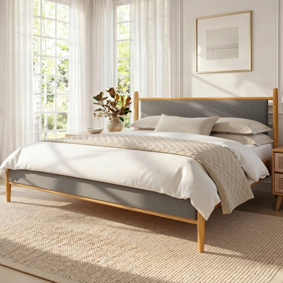 Mid-Century Upholstered Platform Bed
