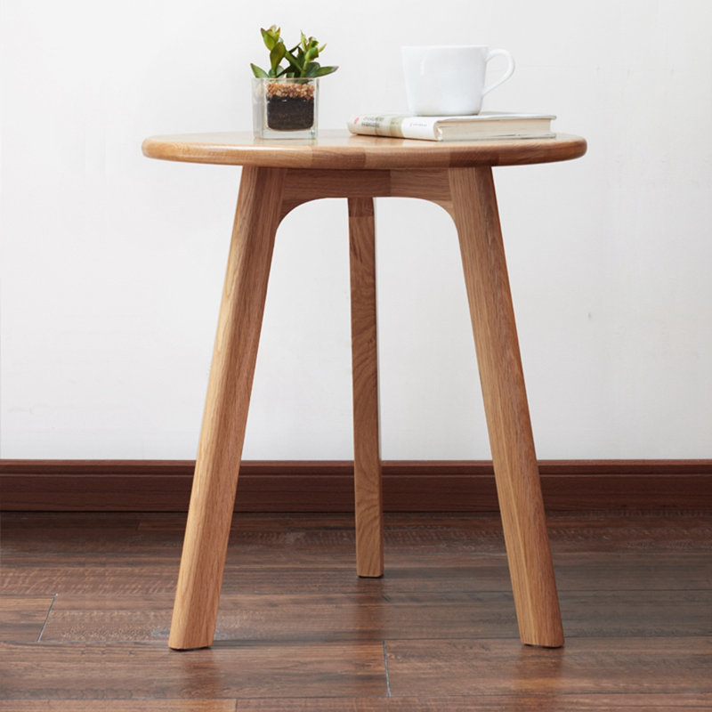 Jiyu Solid Wood 3 Legs End Table, Side Table Coffee Table Bedside Table Night Stand