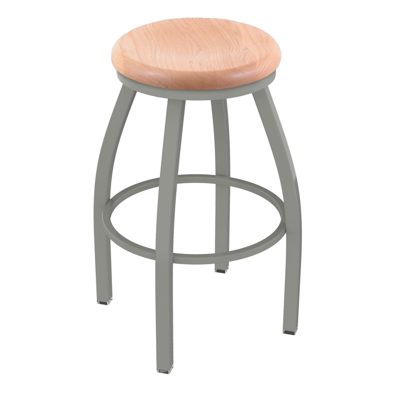 XL 802 Misha Swivel Stool, Natural Oak, Anodized Nickel, Extra Tall (36” Seat Height)