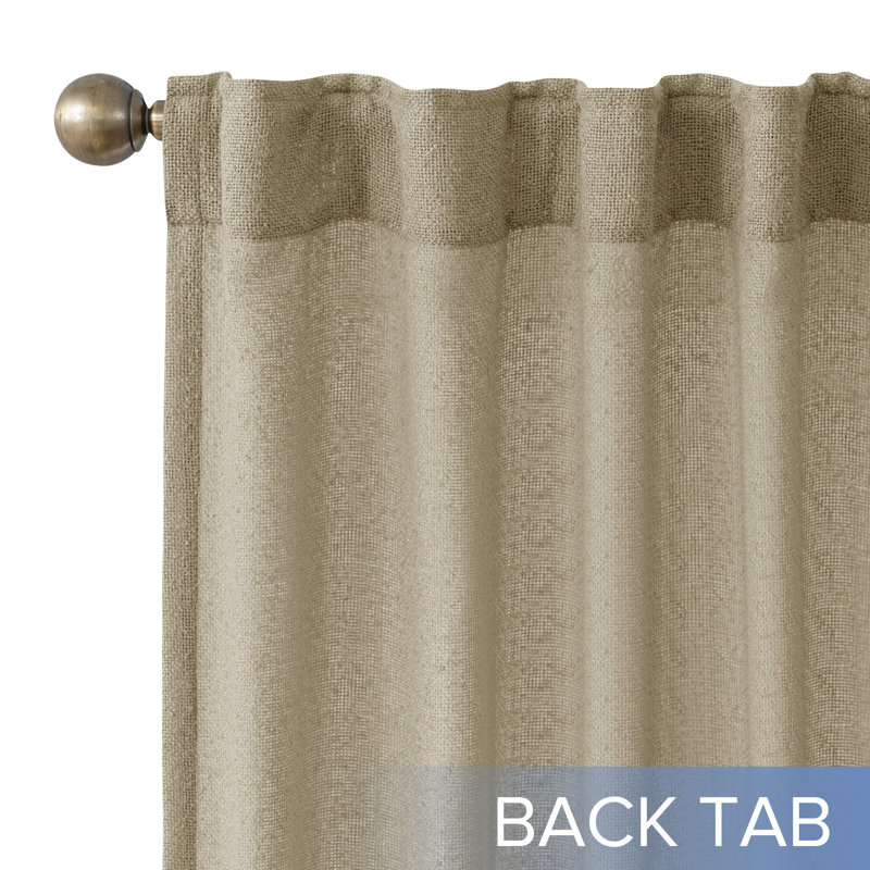 Semi-Sheer Light Filtering Back Tab Single Curtain Panel, Taupe, 52" W x 108" L