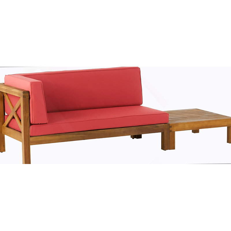 X-BACK CORNER BENCH-L WITH COFFEE TABLE, RED