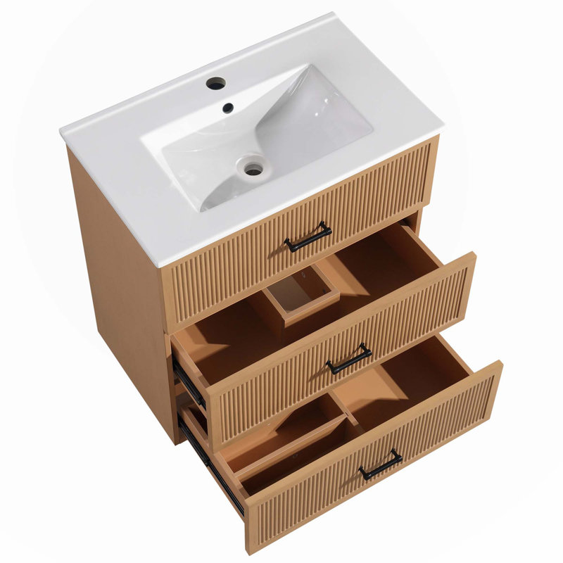 29,00 meuble-lavabo simple avec comptoir, Brun clair
