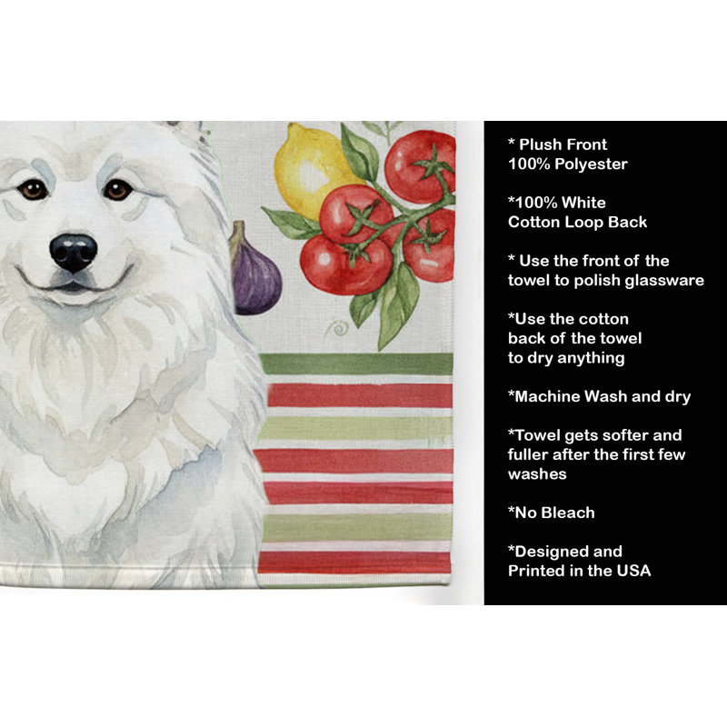 White Samoyed Vegetables Kitchen Towel, White Samoyed