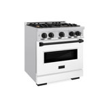 ZLINE Autograph Edition 30 in. 4.2 cu. ft. Classic Dual Fuel Range W/ 4 Burner Gas Cooktop & Electric Convection Oven in Stainless Steel W/ White Matte Door & Champagne Bronze Accents (CDRZ-WM-30-CB)