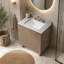 Meuble-lavabo 30 po, meuble autoportant, comptoir en granit naturel et lavabo en céramique avec 3 trous de robinet pré-percés, démonté, sans robinet, ensemble de drain et couvercle d'évier, couleur grain de bois Heidelberg