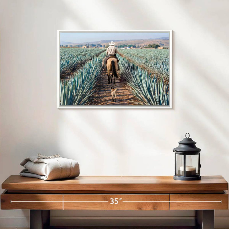 Inspecter la plantation d'agave, 19 po x 13 po, Cadre flottant blanc