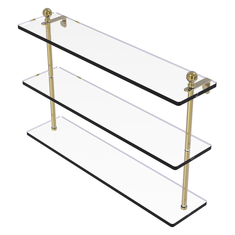 Morosini 3 Piece Tiered Shelf, 22", Unlacquered Brass