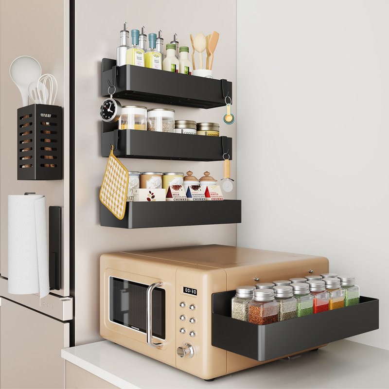  Support à épices magnétique pour réfrigérateur, organisateur de cuisine et tablette de rangement