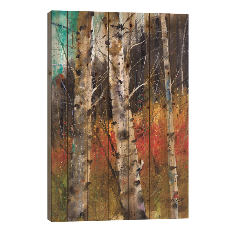 «Trees on Fire» par Dean Crouser - peinture sur bois sans cadre, H 40 po x l 26 po x P 1,5 po