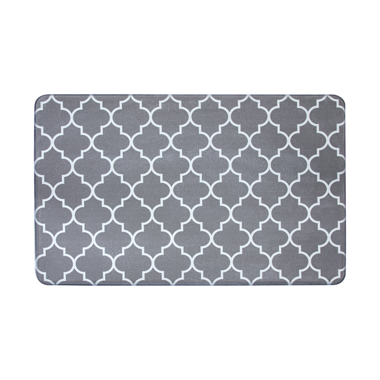 Anti Fatigue Mat Light Grey Background Silver with Gold and Green