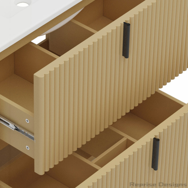 Meuble-lavabo 30 po avec lavabo en céramique et glissières de tiroir à fermeture en douceur, Naturel