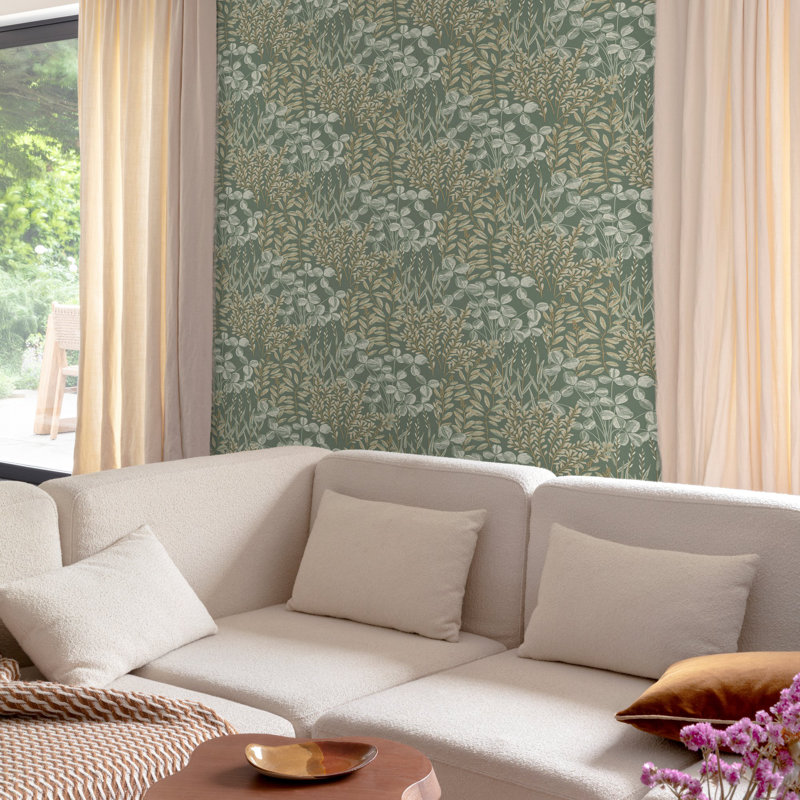 Inia Collection Branched Leaves All-over Wallpaper Roll, Green