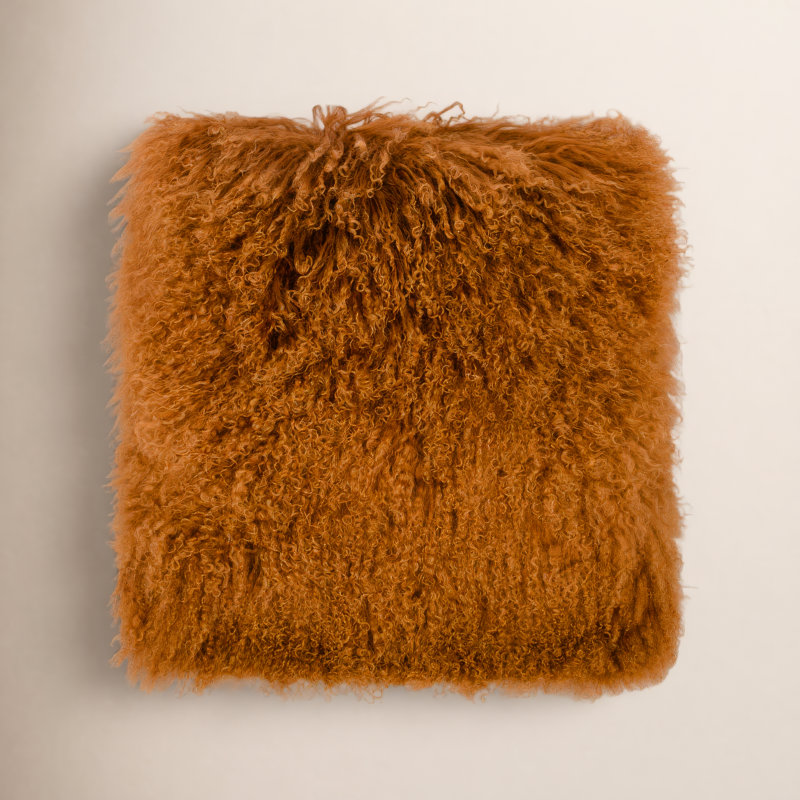 Winson Genuine Sheep Skin Throw Pillow, Copper, 15.75" H x 15.75" W