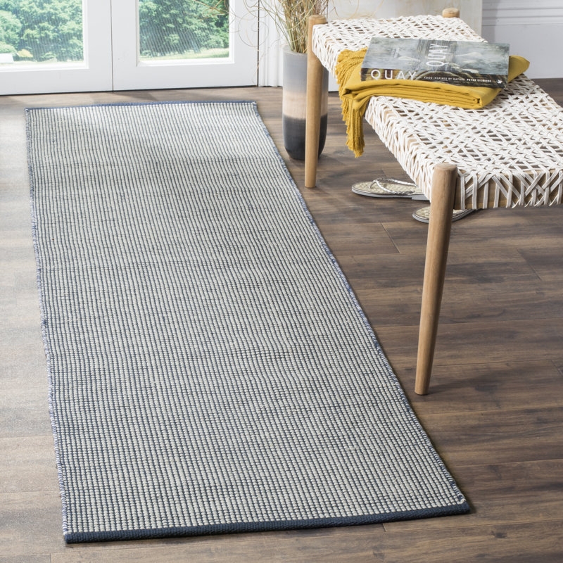 Tapis en coton tissé à la main Cayman, Tapis de couloir 2 pi 3 po x 12 pi