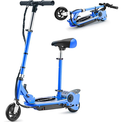 MAXTRA Upgraded Electric Scooter with Removable Seat for Kids Ages 6-12, Ride on UL Certified Motorized Scooters, 60 Mins Ultra-long Battery Life, Up to 10MPH and 155LBS Max Load, Blue