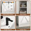 Meuble-lavabo de salle de bain avec lavabo, robinet, miroir, porte de grange coulissante et tiroirs-2033704574-2025407616