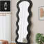 Miroir de plancher noir en flanelle pleine longueur, convient à la chambre à coucher, au salon ou à la commode