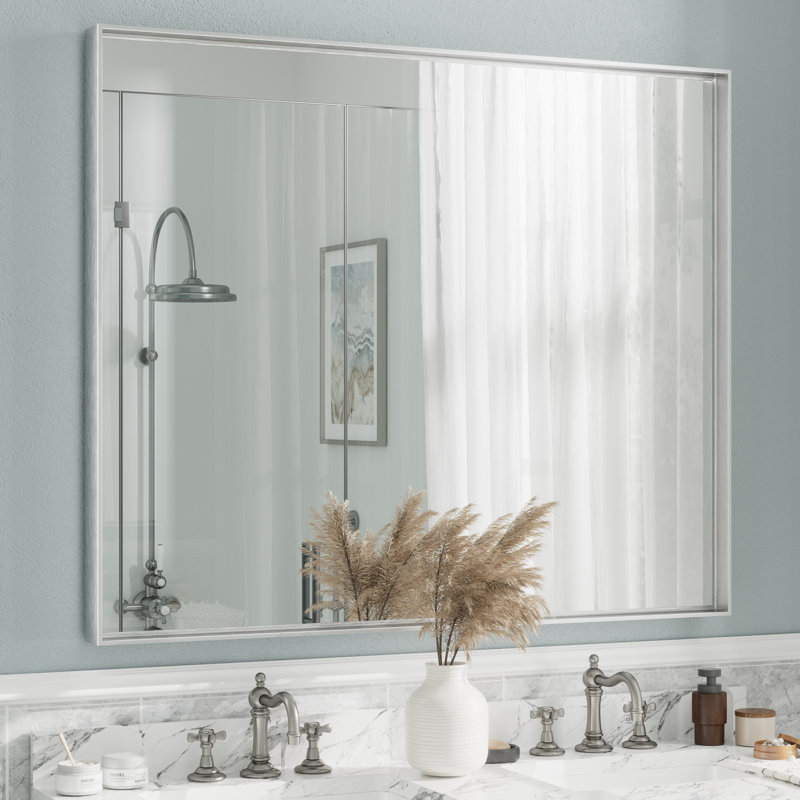 Miroir mural Aevar, 48 po x 40 po, Argent brossé