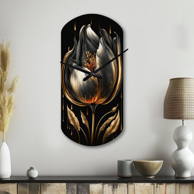 Horloge murale traditionnelle en tulipe noire et dorée Rindone