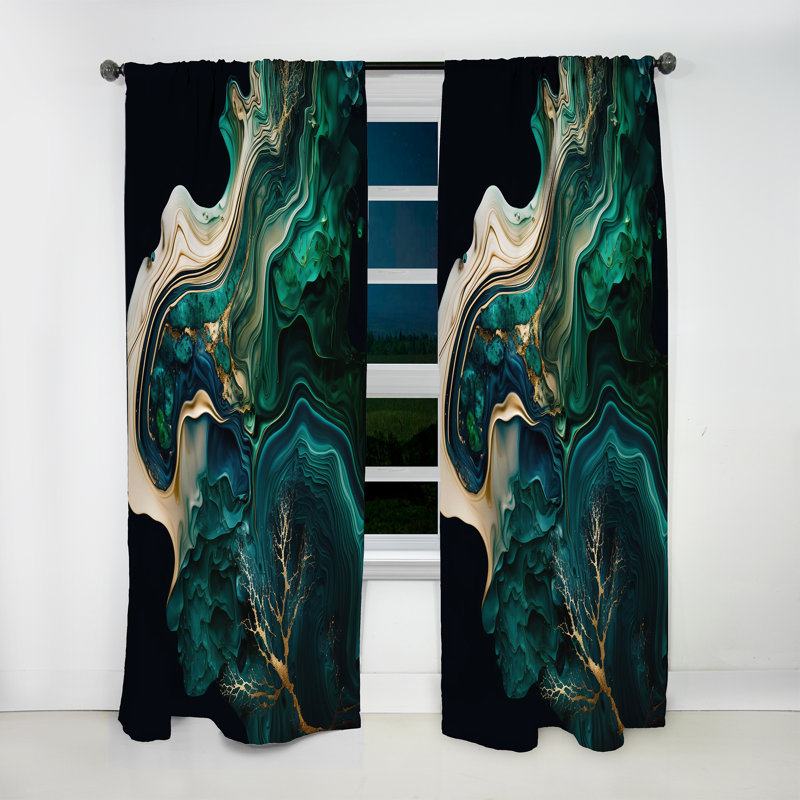 Abstract Geode Marble I - Abstract Marble Room Darkening Abstract Curtain - 1 Panel, L 52 po x L 95 po