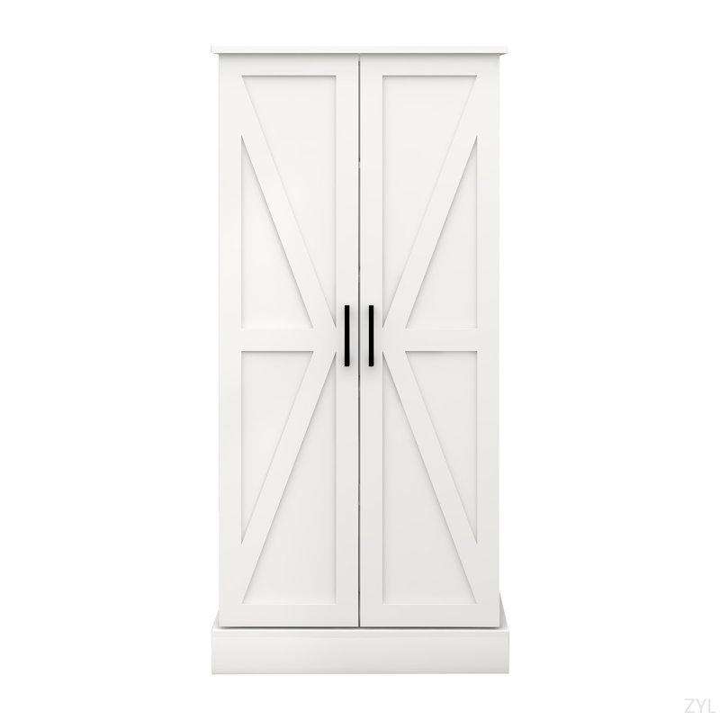 50" LED Kitchen Pantry Cabinet,Freestanding Buffet Cupboards Sideboard with 2 Doors with Racks