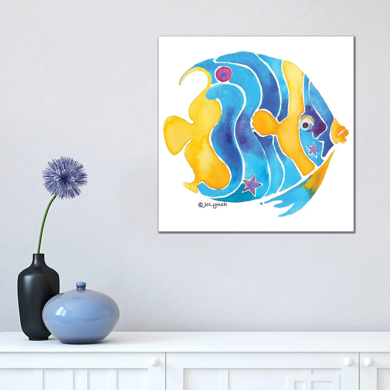 Fish Blue Yellow Angel I by Jo Lynch - Wrapped Canvas Gallery-Wrapped Canvas Giclée, 45.72cm H x 45.72cm W