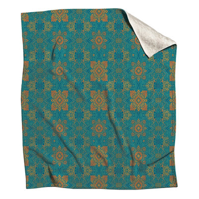 Couvertures à motif mandala turquoise