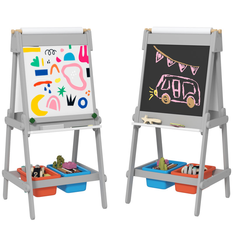 Dorete Harriet Bee Art Easel for Kids Double-Sided with Chalkboard Whiteboard Eraser