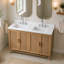 Meuble-lavabo autoportant en bois massif café clair avec plateau blanc-133284906