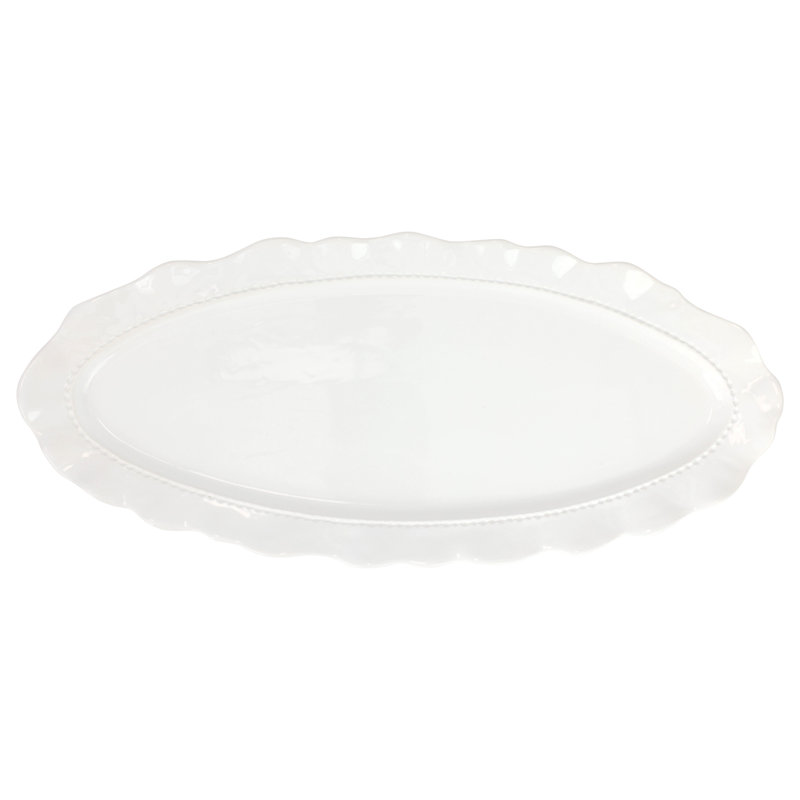 Giorno Long Narrow Oval Platter, White